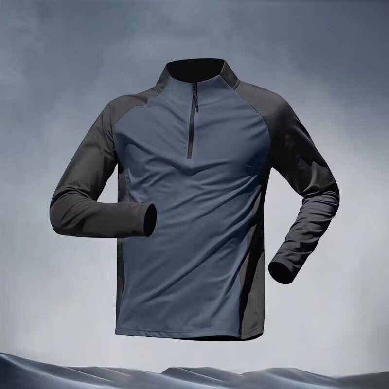 Men's Sports Thin Breathable Autumn Winter Running Training Long Sleeve Top Outdoor Hiking Quick-Dry T-Shirt Loose Fit Sports