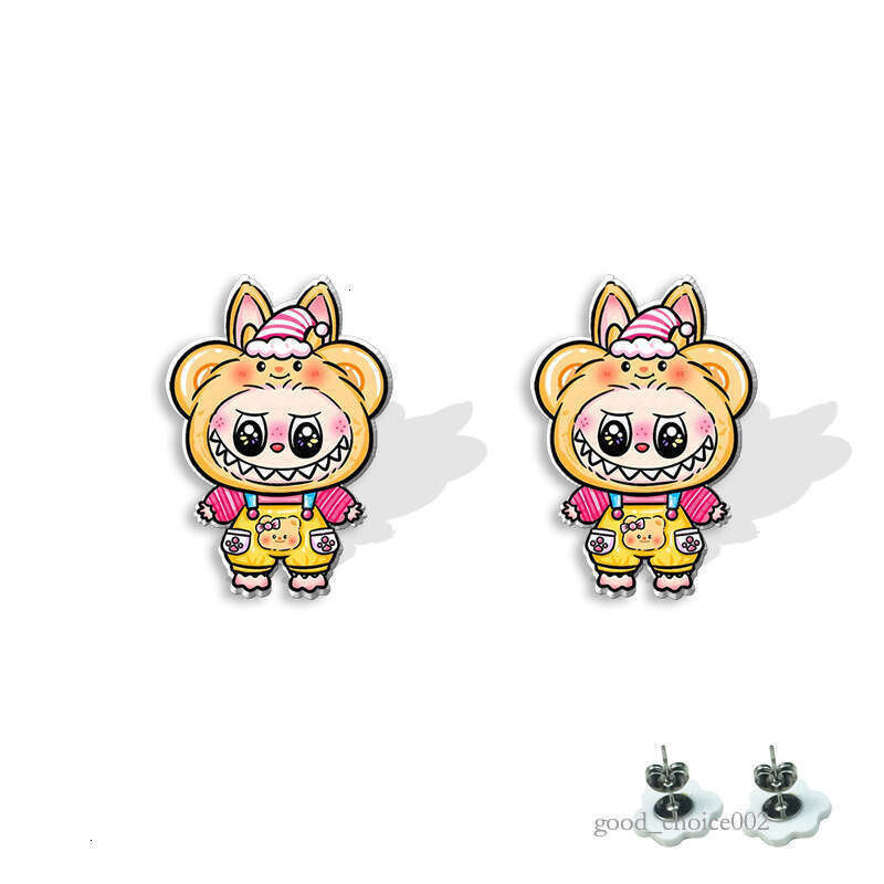 Lanjia- LABUBU Acrylic Labubu Cute Animation Peripheral Stainless Steel Cartoon Creative Resin Stud Earrings 6Ee77 B9