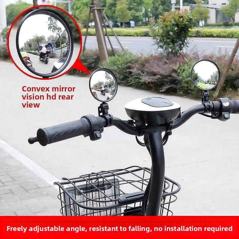 Universal Wide-Angle Convex Rearview Mirrors - Fit E-Bikes, Motorcycles, Mountain Bikes & Bicycles, Easy Strap-On Installation for Clear Rear Vision-N