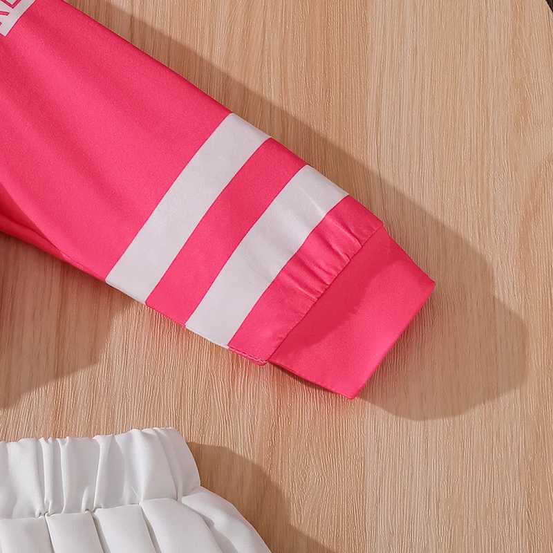 Spring Summer VNeck Letter Print Short Sweater Elastic Waist Pleated Overskirt Suit for 47 Year Old Girls Sweet Lovely Outfit L250926SYN6