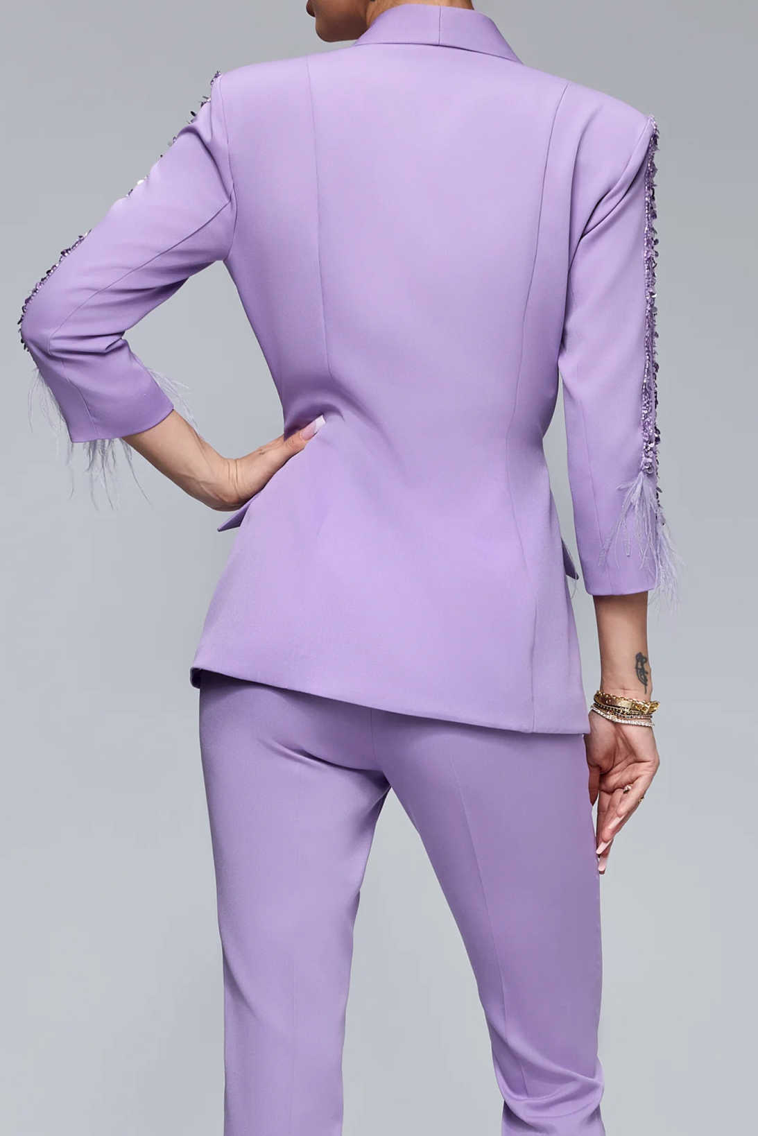 Elegant Purple Women Pants Suits Crystal Beading Red Carpet Lady Slim Fit Wear Prom Birthday Jacket Coat Customized 2 Pieces