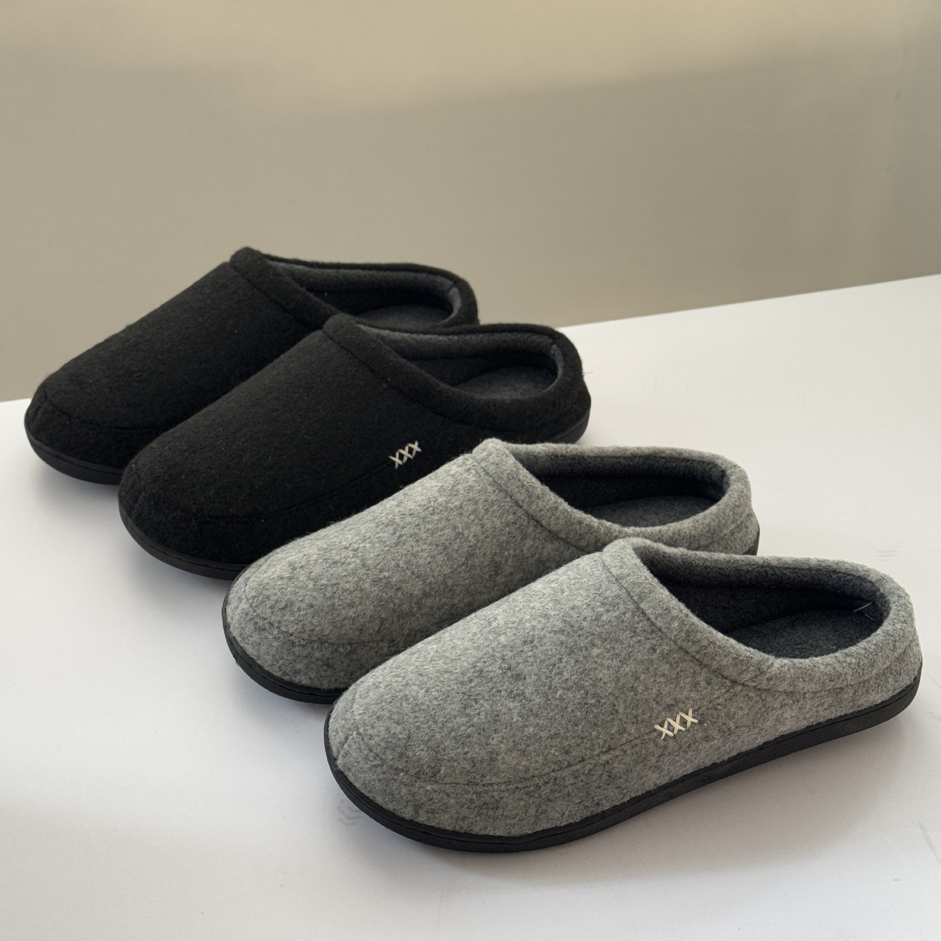 Winter Closed-Toe Men's Slippers with Fleece, Warm and Non-Slip, Large Size Home Cotton Shoes ddmymarket