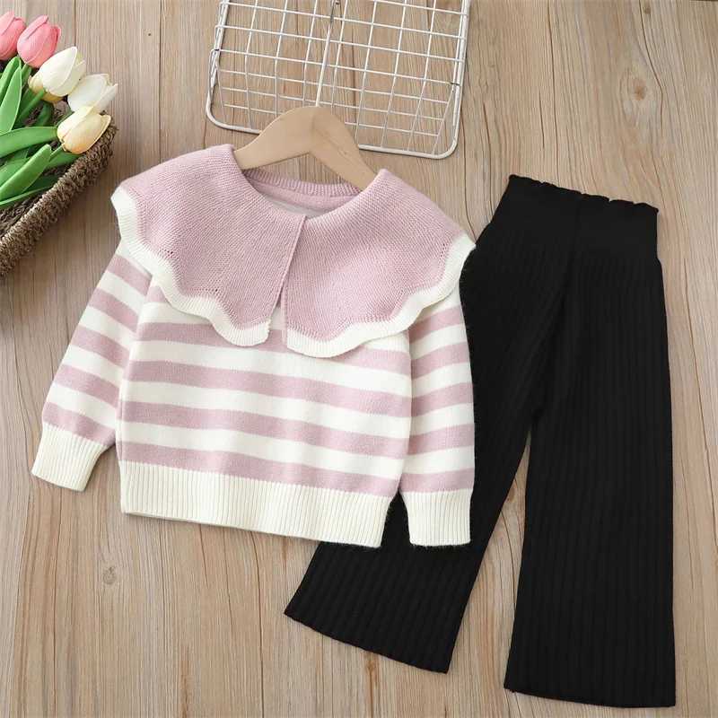 Baby Girls Winter Clothes Set Warm Outfits Kids Girls Flower Knit Sweater and Pants Autumn Girl Clothing Set Children Costume L250926ZO13