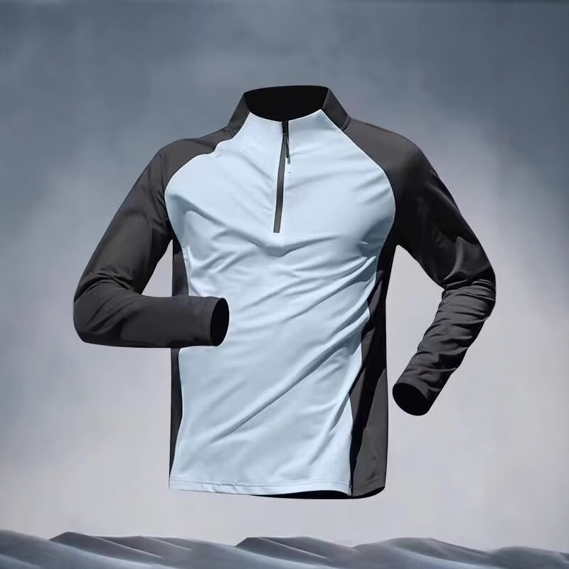 Men's Sports Thin Breathable Autumn Winter Running Training Long Sleeve Top Outdoor Hiking Quick-Dry T-Shirt Loose Fit Sports