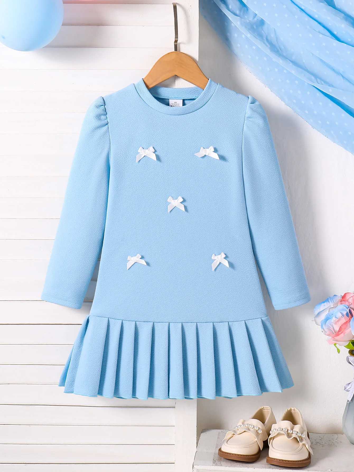 Spring Autumn Girl Fashion Casual Trend AllMatch Round Neck Long Sleeve Dress Girls Spring Autumn Outdoor Clothing L25092683X6