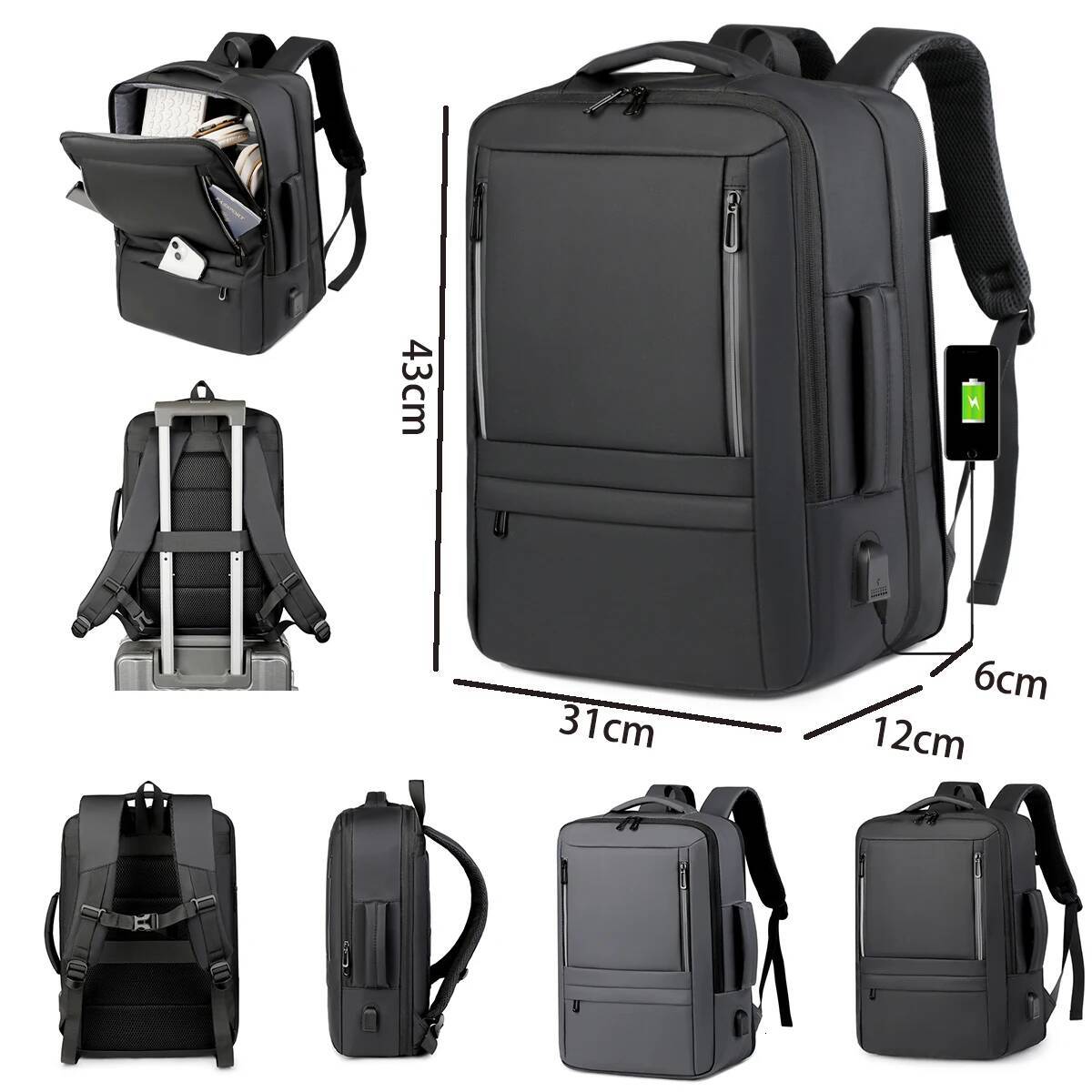 Scalable Professional Backpack System - External USB Access Multi-Compartment Oxford Design Ventilated Back Panel Travel Office high-quality