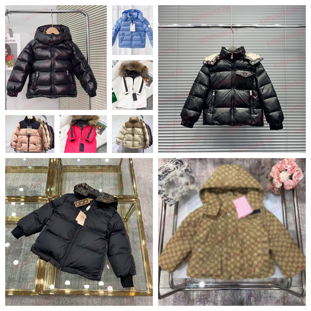 Kid down coat baby clothes girls boys jacket Double sided wearable luxury clothe 100% goose down filling with letter F Warm and comfortable kids coats