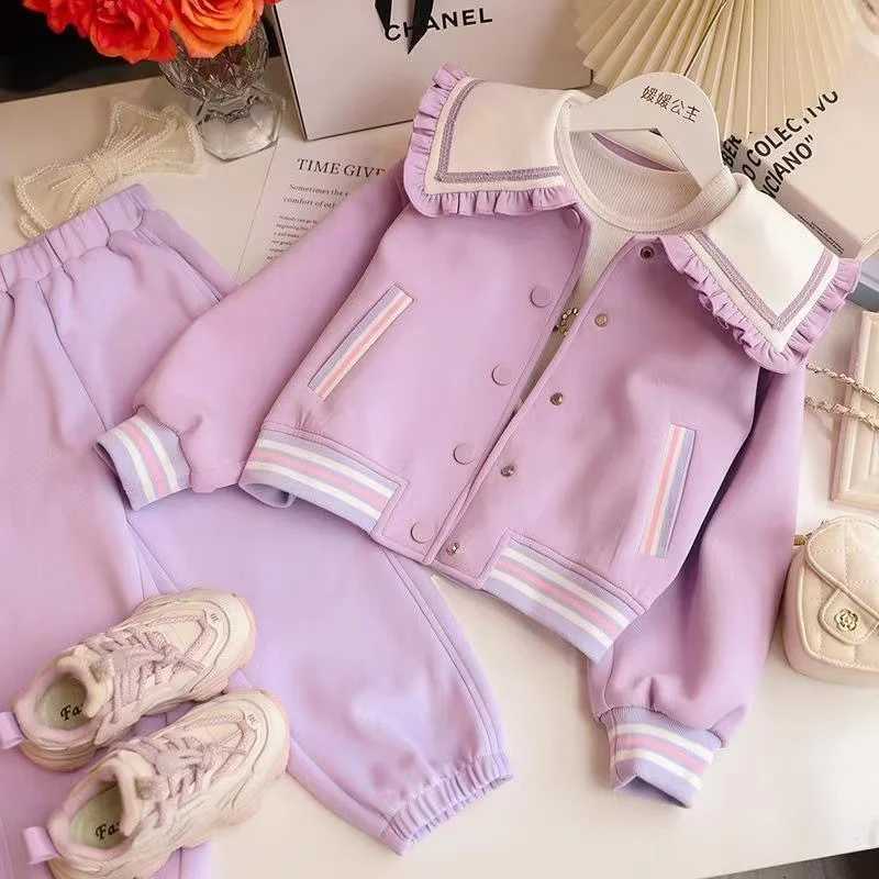 Girls Spring and Autumn Korean Version Of Foreign Style Princess Style Girl Cartoon Coat Pleated Skirt Twopiece Set Kids L2509266RT4