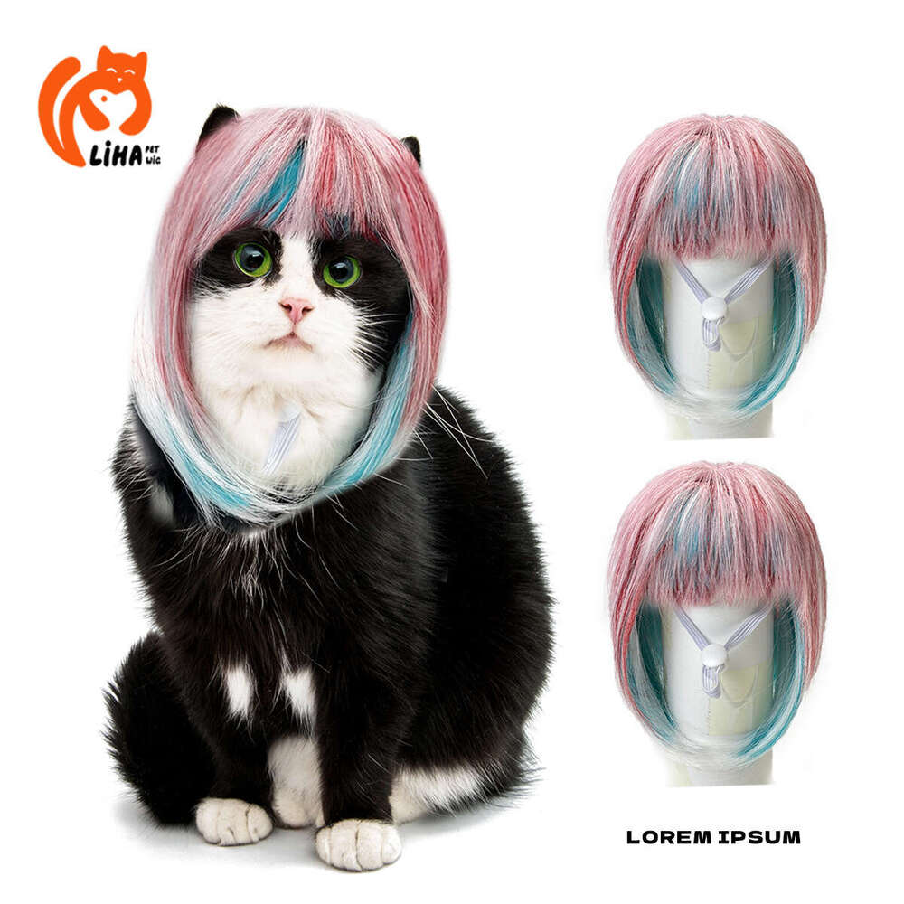 New Wig Pets Universal for Cats and Dogs Colorful Long Hair Party Costume Dreamy Style