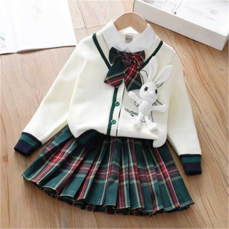 2025 Girls Autumn JK Uniform Set New Trend Childrens Coat Shirt Fold Skirt 3Piece Set Kids Cute Breathable Clothing Set LH732 L250926ILOR