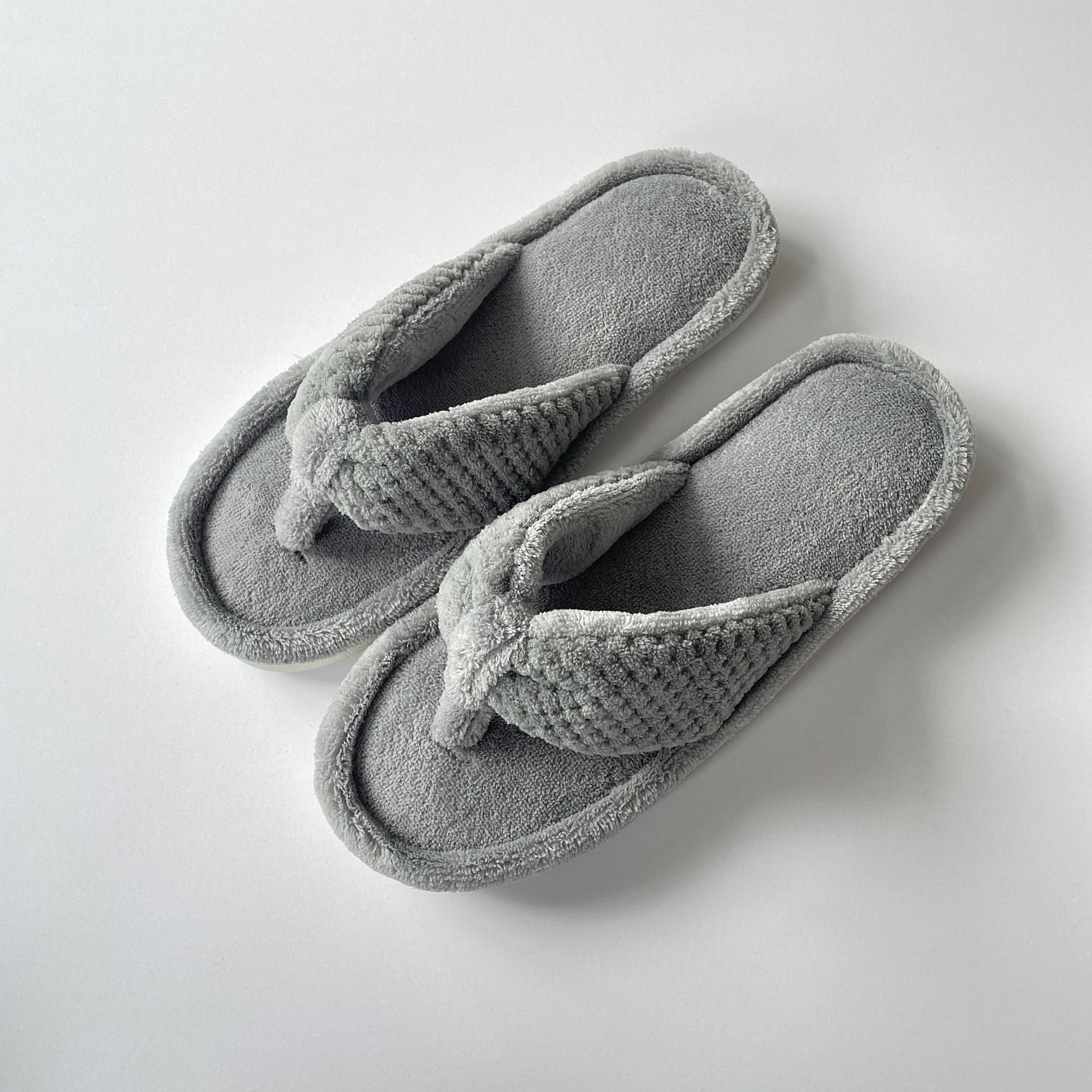 Memory Foam Open Toe Pineapple Grid Flip Flops Indoor Cotton Slippers ddmymarket