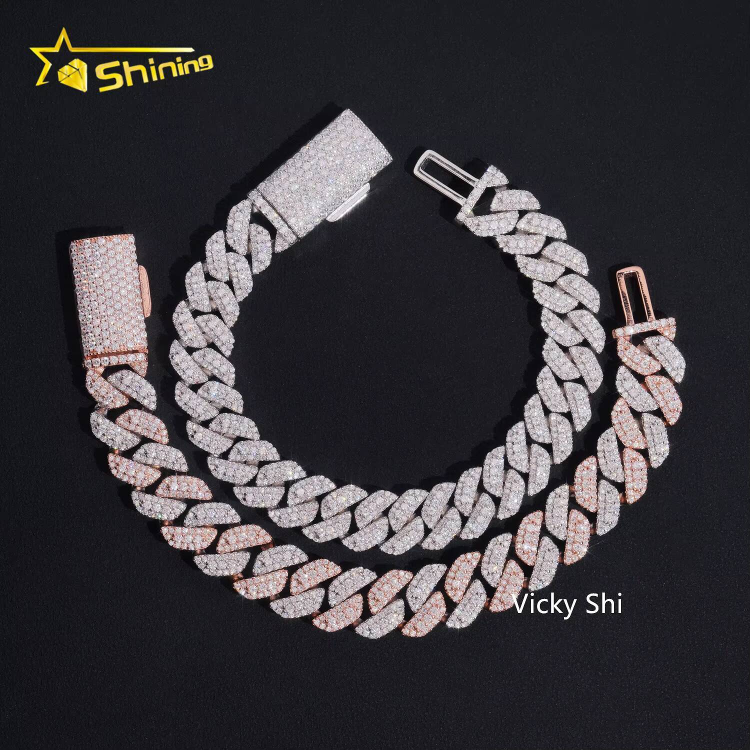 Hip Hop Hot Selling Men Moissanite Bracelets 925 Sterling Silver 13MM Width Iced Out Moissanite Cuban Bracelet