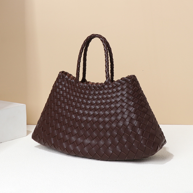 Sasa Style French Basket Handwoven Artistic Versatile High-end Handbag Soft Leather Women's Bag