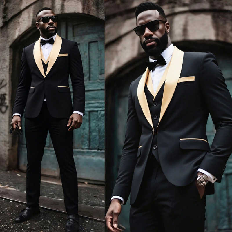 Formal Wedding Tuxedos 3 Pcs Jacket Vest Pants Shawl Lapel Men Suit Classic Single Breasted Grooms Evening Blazers Customized