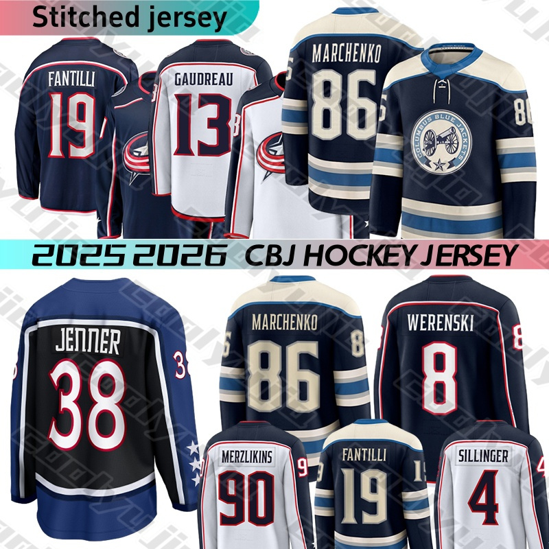 CBJ Blue Jackets hockey jerseys Johnny #13 Gaudreau #8 Werenski Merzlikins jersey Johnson Boonejersey Jenner Monahan Adam Fantilli Marchenko 2025 mens hockey jersey