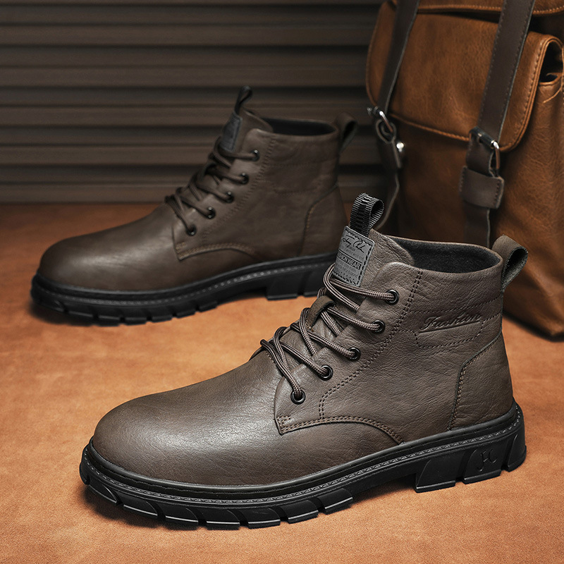 Live Streaming Men's Martin Autumn Winter New British Style Work Youth Trendy Leather Boots