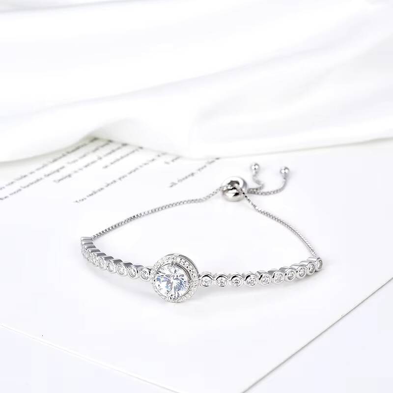 RINNTIN SB75 High Quality Fashion Korean Jewellery 925 Sterling Silver Charm Adjustable Bracelet for Women
