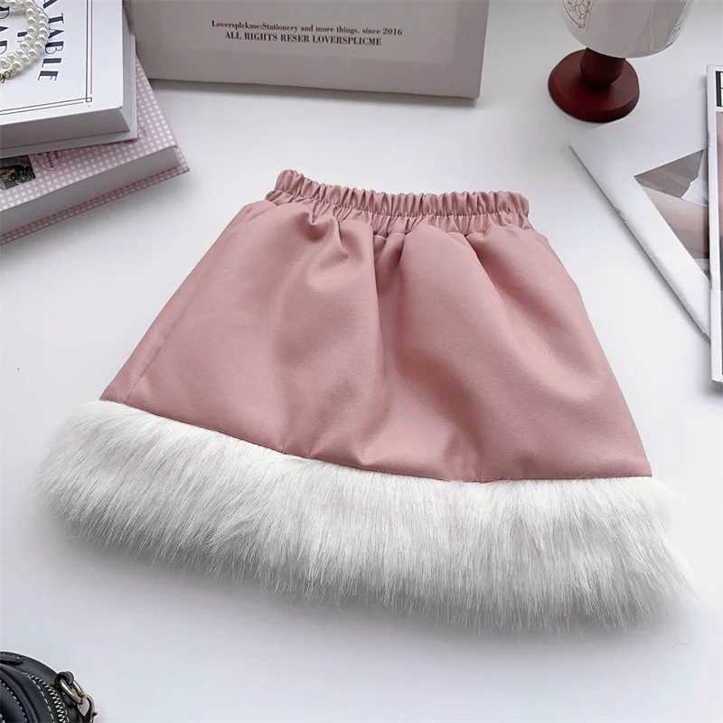 Girl Two Piece Set Autumn Winter 2024 New Leather Clothing Cotton Clip Spliced Loose Coat Skirt Casual Simple Fashion Sweet Cute L250926199G
