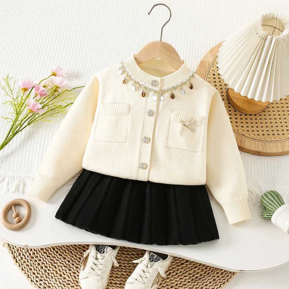 Girls Dress Clothes Sets Spring Autumn Children Woolen jersey Sweaters Coats Skirts Kids Princess Suit For Baby Knitted Outfits L250926D9SA