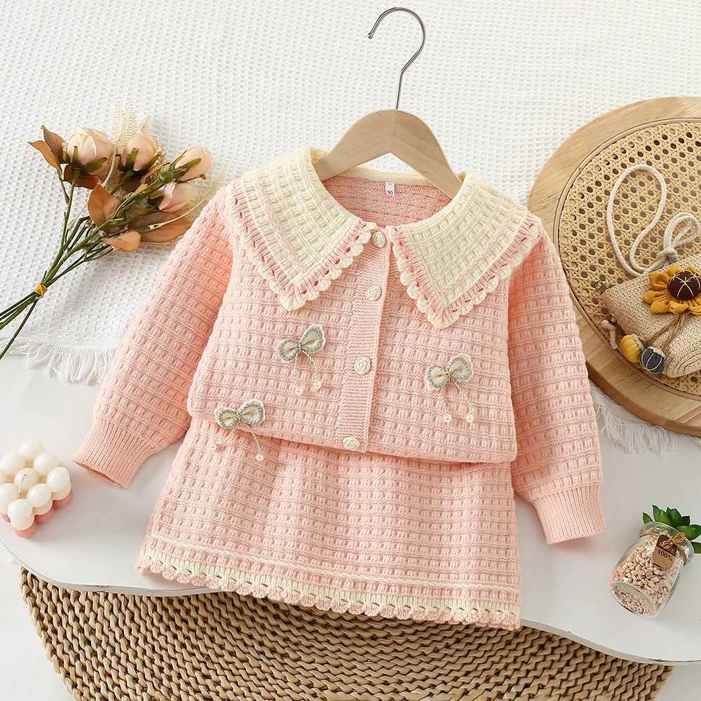Girls Dress Clothes Sets Autumn Winter Children Woolen Jersey Sweaters Coats Skirts Kids Princess Suit For Baby Knitted Outfits L250926PXGQ