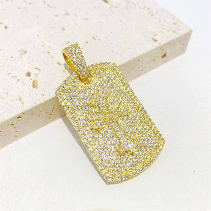 Hot Sale NewS925Silver Full Inlaid Moissanite square Fashion Hip Hop Pendant