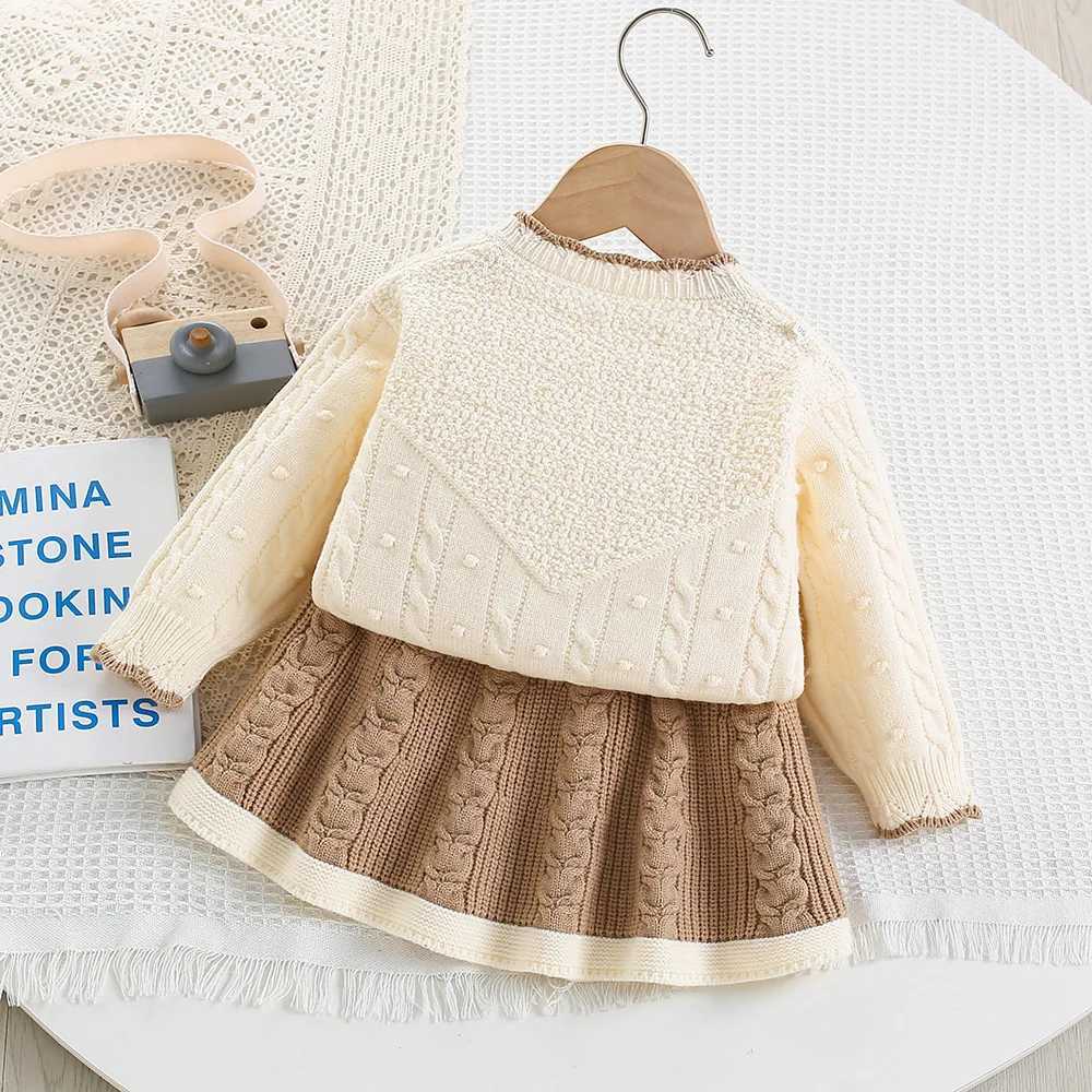 Girls Knitted Clothes Sets Spring Autumn Children Woolen Jersey Sweaters Coats Skirts Kids Princess Dress Suit For Baby Outfits L250926SIOB