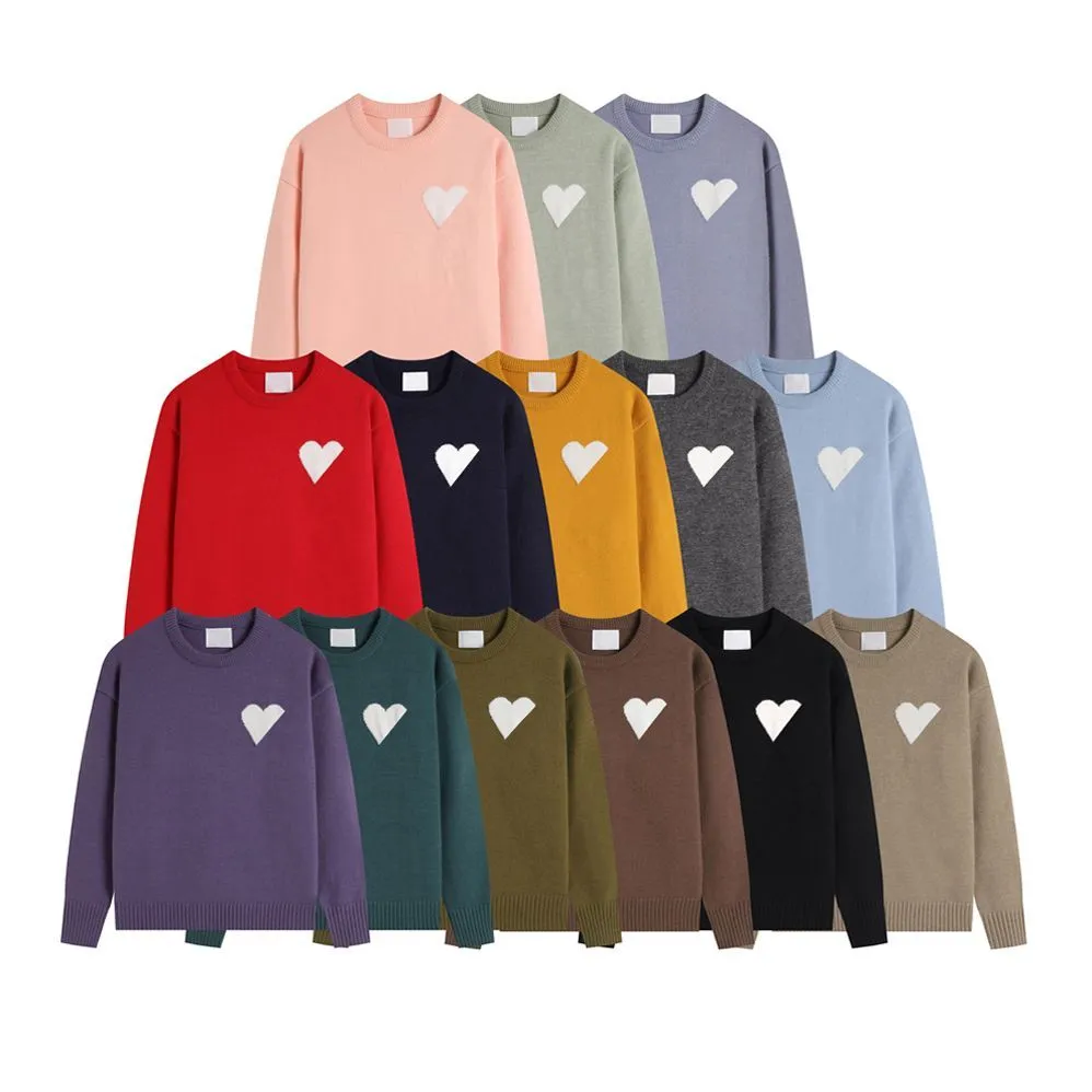 Designer Amijumper Paris Sweater Mens Big White Heart Knitted Clothes Jumper Women Cardigan Knit Shirts Amily Sweats Trendy Streetwear Fashion Knitwear