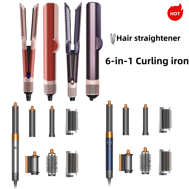 6-in-1 Curling iron Hair straightener Hot Air Brush Volumizer Styler Blow Dryer with Adjustable Temperature Fast Drying with Box Packaging US/EU/UK plug
