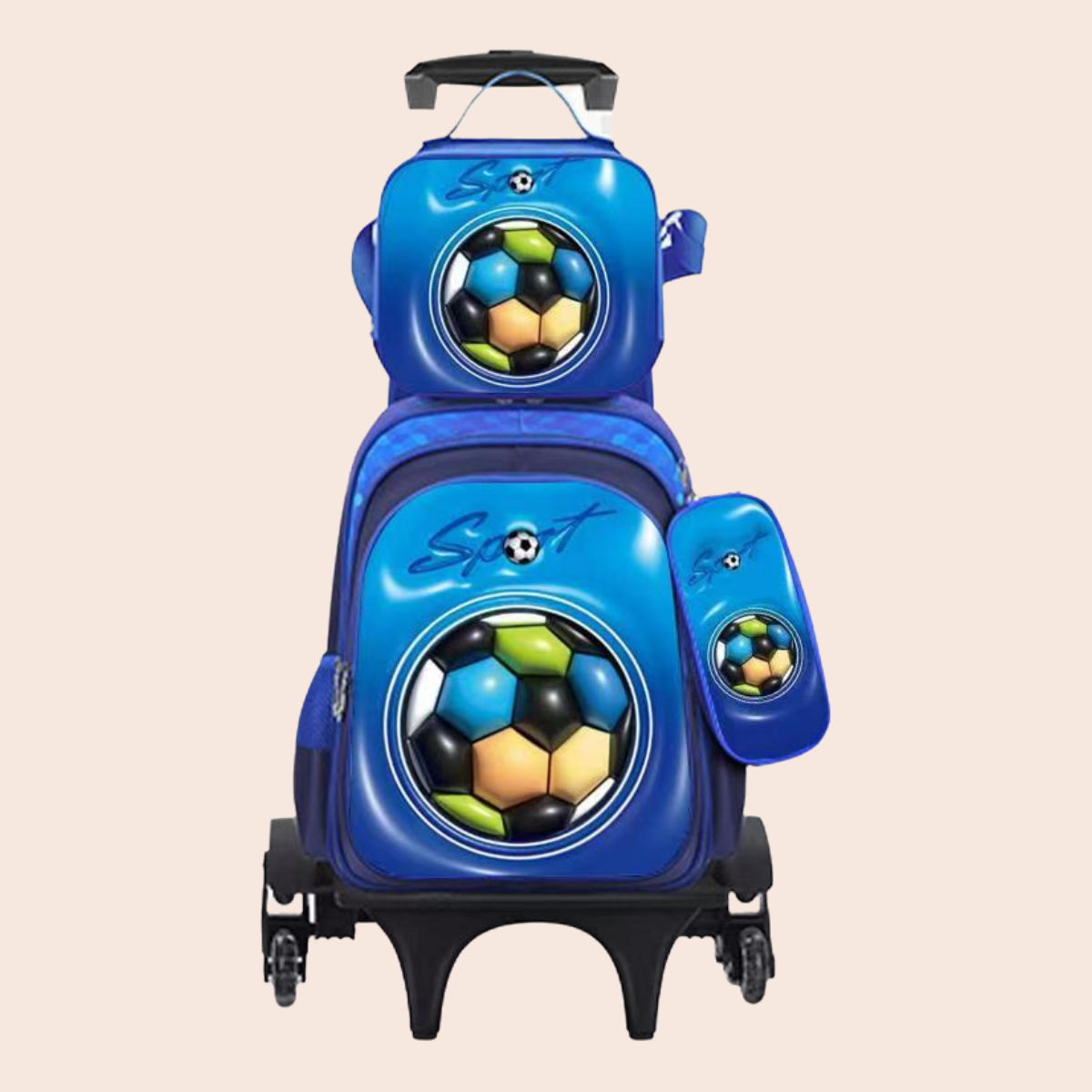 Elementary School Student 3DPu Three-Piece Set Rolling Backpack