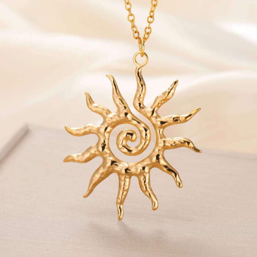 Magic Witch Sun Necklace for Men Woman Vintage Amulet Supernatural Chain Hollow Gold Color Stainless Steel Gift Choker Jewelry