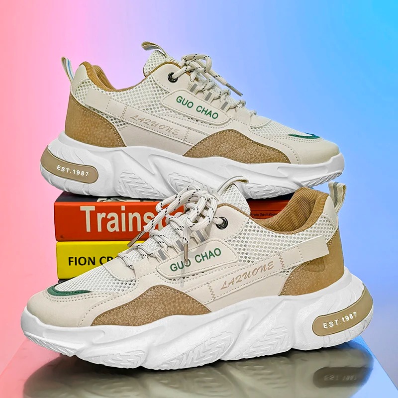 Men's Shoes 2025 New Spring Breathable Mesh Surface All-in-one Casual Men's Non-slip Increase Running Sports Shoes Elevated Design Sport Sho