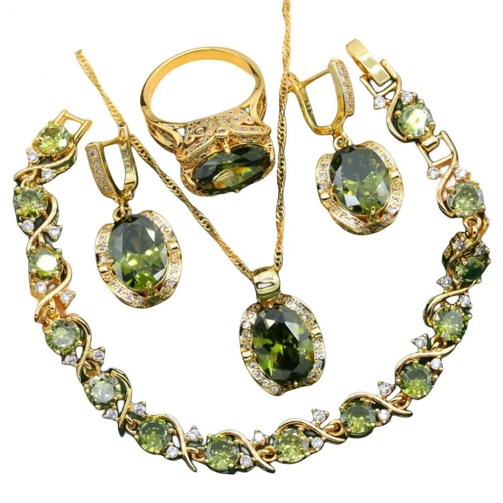 Full Dia Zircon Women's Jewelry Set Romantic Accessories Fashion High-Quality Light Clothing Decoration