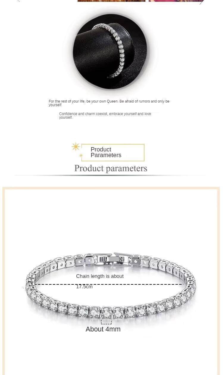 Luxury Custom Diamond Moissanite Zircon Bracelet Women Tennis Bracelet