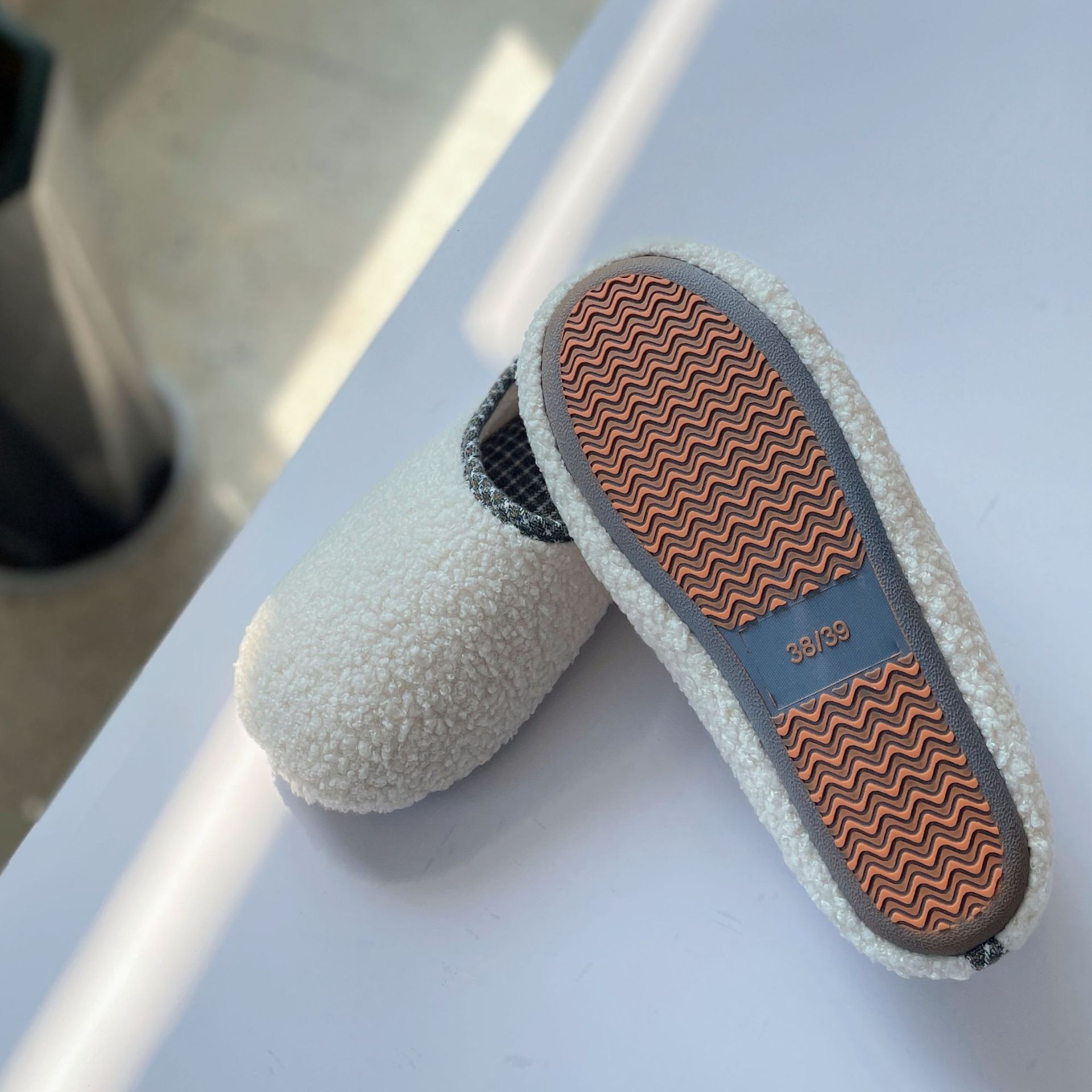 Teddy Velvet Soft Cowhide Non-Slip Sole Closed Heel Silent Autumn Winter Cotton Shoes for Pregnant Women and Postpartum ddmymarket