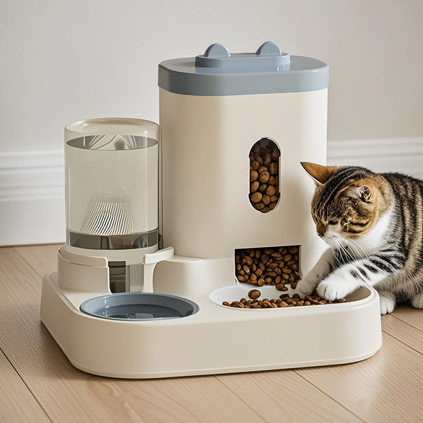 Dispenser Automatic Feeder Cat Food Dog Bowl Drinking Water Integrated