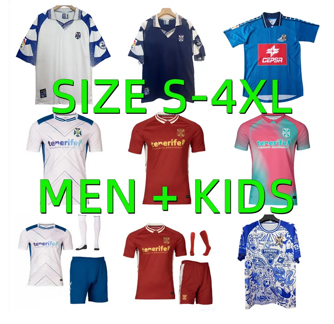 25 26 CD Tenerife Soccer Jerseys 2025 2026 1997 1998 1999 retro GALLEGO ZORRILLA MO DAUDA BUNUEL SIPCIC MARTINEZ LOPEZ 97 98 99 Centennial Football Shirt Men kids Kits