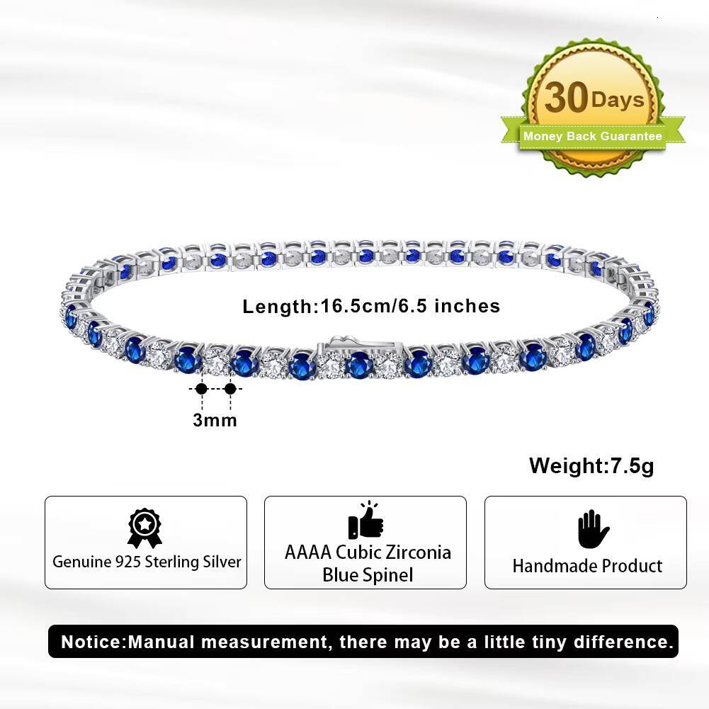 SB137 RINNTIN ClearSapphire Cubic Zirconia Bracelet for Women Girl Fashional 925 Sterling Silver 3mm CZ Tennis Bracelet
