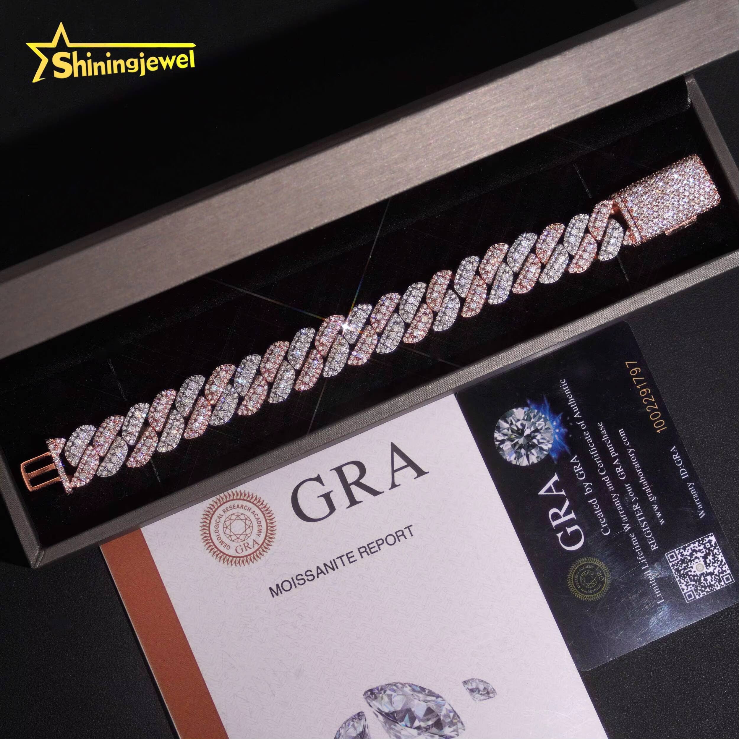 Two Tones 15mm Moissanite Cuban Bracelet Shines Like Diamond 925 Silver Affordable Luxury Bigger Sparkle Lower Price