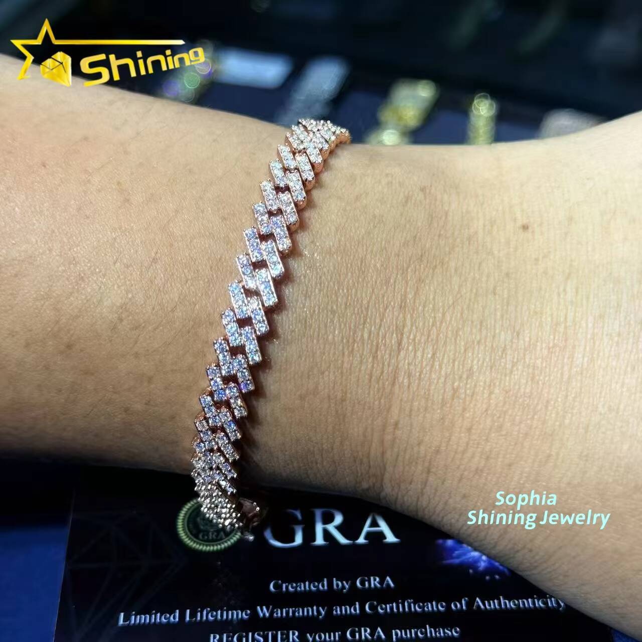 New Style Sterling Silver 5MM VVS Moissanite Diamond Cuban Link Chain Gra Certified Hip Hop Jewelry Iced Out Link Bracelet Men