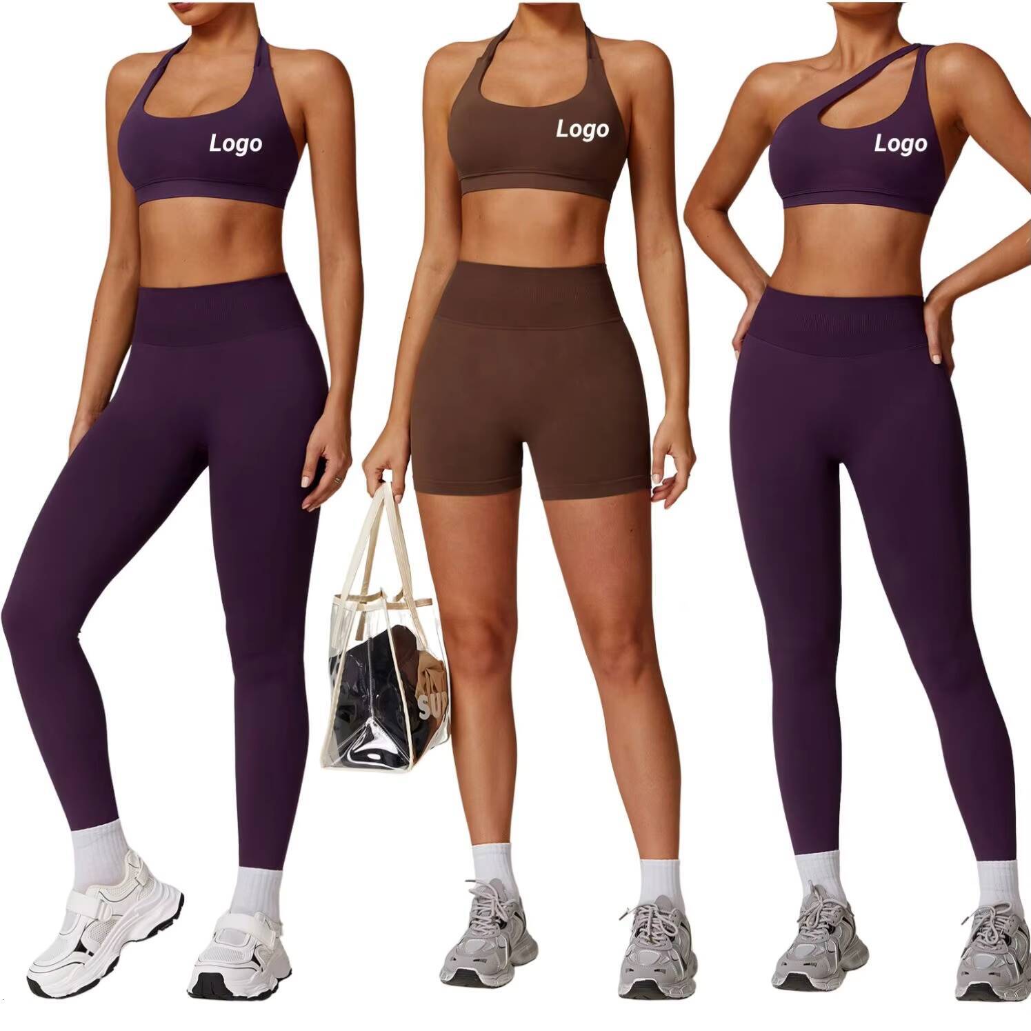 Womens High Waist Yoga Set Seamless Workout Fitness Outfit With Sports Bra Jacket High Waist Shorts Leggings Gym Activewear Set