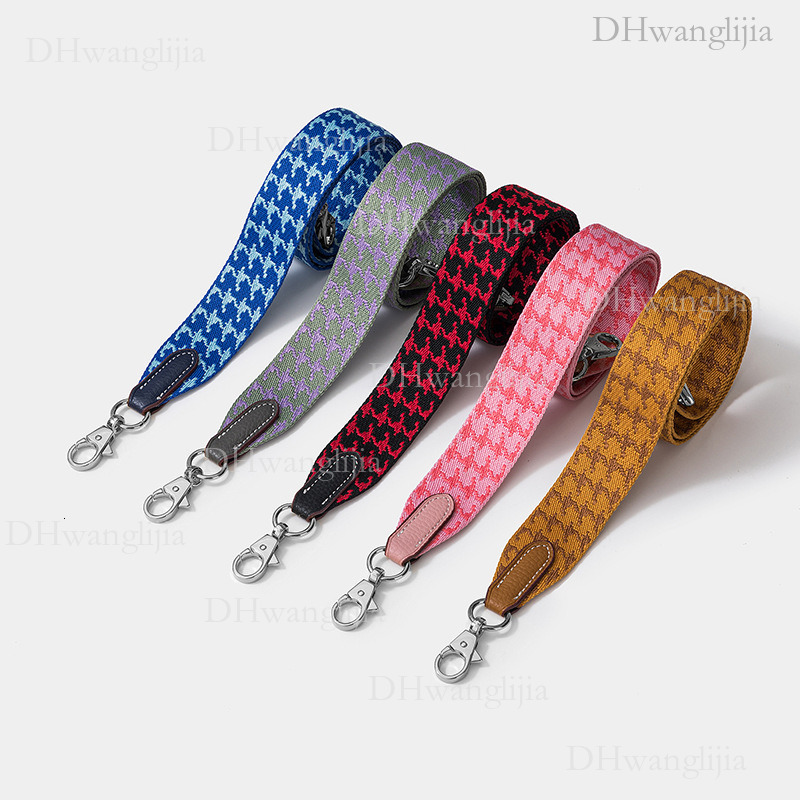 DH Luggage Accessories Women's Same Style Houndstooth Webbing Kelly Single Shoulder Crossbody Modified Bag Wide Strap
