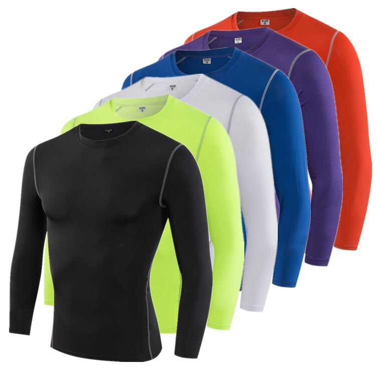 Fiess Long Sleeve Sports Quick-Dry Compression Shirt for Football, Basketball, Running, Base Layer, Elastic Sweat-Absorbing Breathable Tight-Fitting S