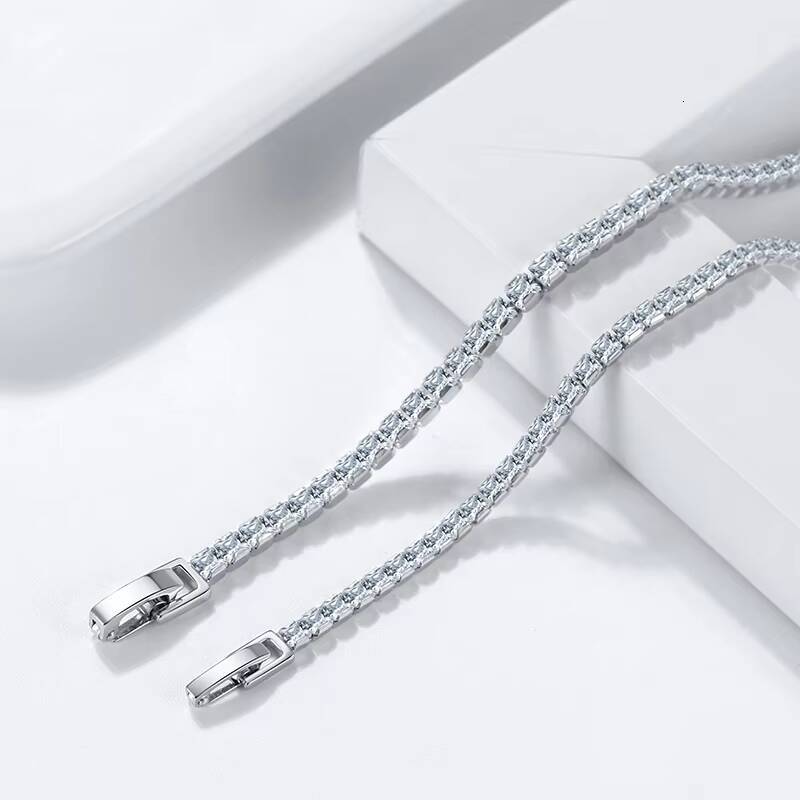 RINNTIN SB114 Wholesale Iced Out CZ Chain Jewelry Men Women Silver 30mm Princes Cut Cubic Zirconia Tennis Bracelet