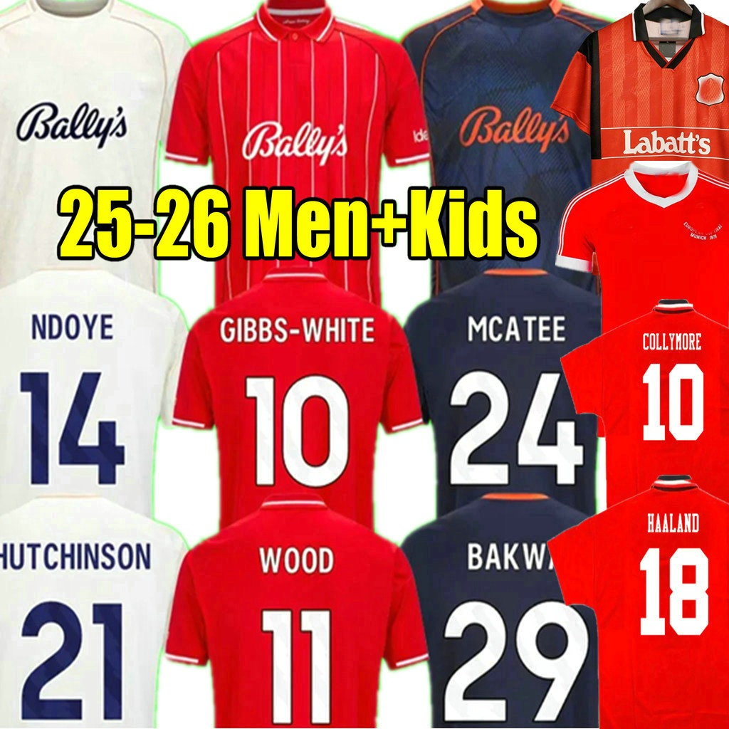 GIBBS-WHITE 25 26 Soccer Jerseys NFFC COLLYMORE Retro 77 80 94 95 HAALAND Vintage GRABBAN Forest Awoniyi MIGHTEN DANILO NottinghamES Football Shirt 2025 Men kids kits