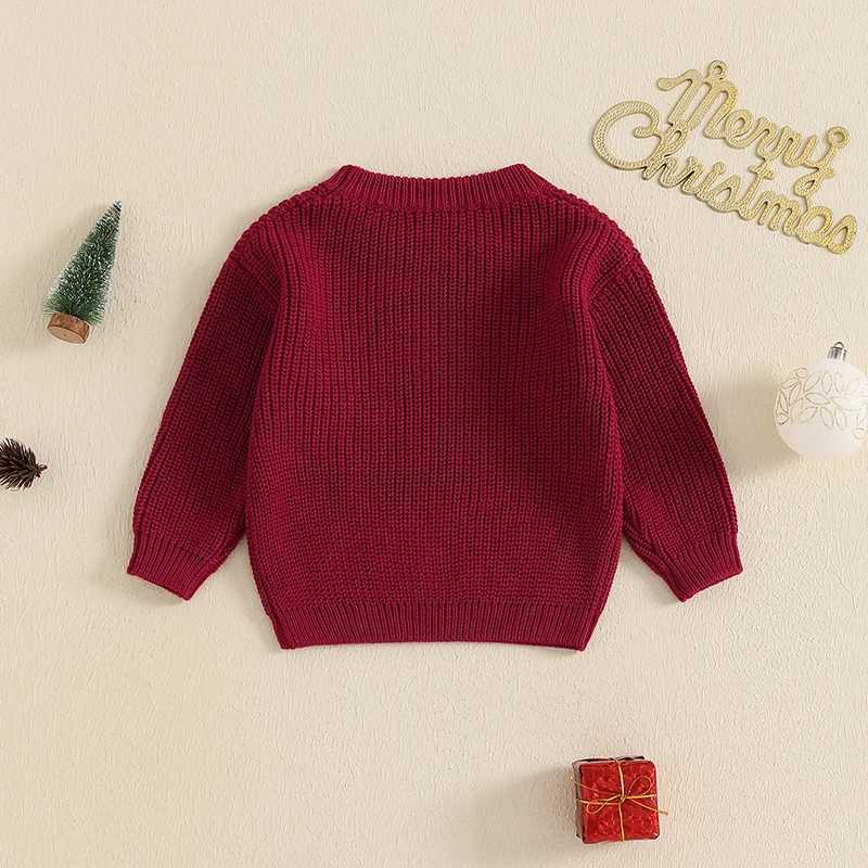 Newborn Baby Boys Girls Christmas Sweaters Long Sleeve Crewneck Reindeer Letter Embroidery Warm Pullover Knitwear Jumpers Tops L250926IG58