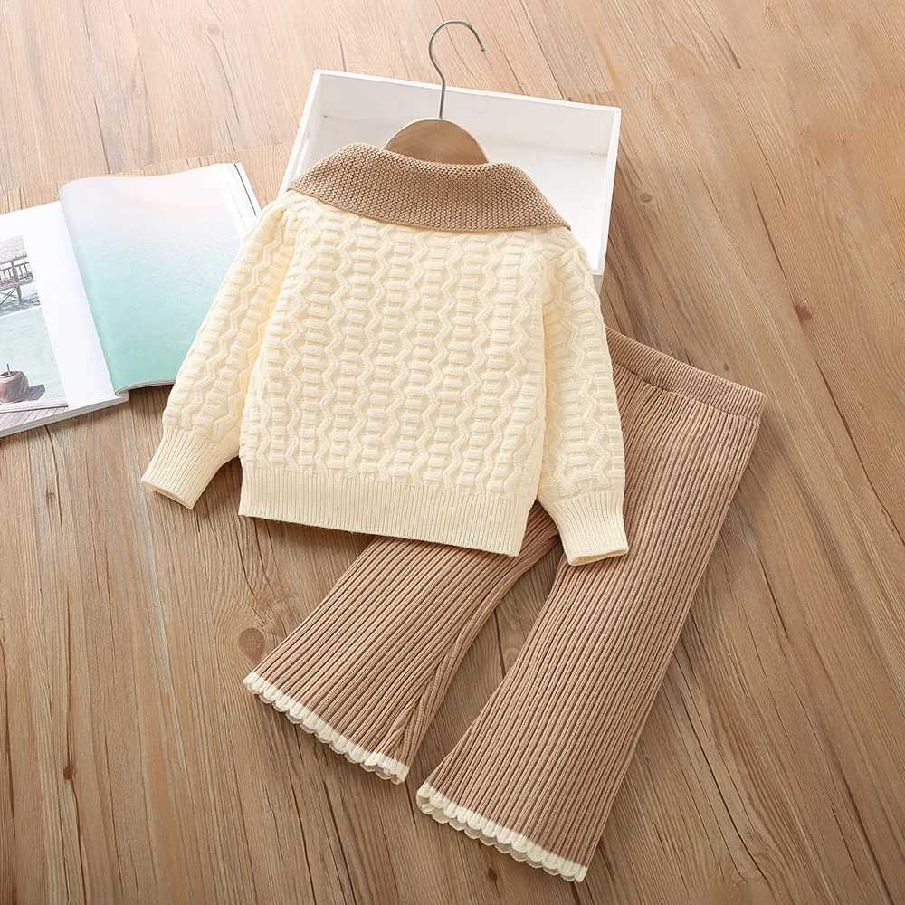 Girls Knitted Clothing Sets Spring Autumn 2025 Children Woolen Jersey Sweaters Coats Pants 2pcs Party Suit For Baby Outfits Kids L25092669LQ