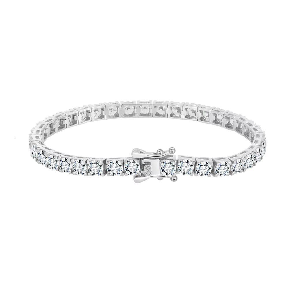 SB204 RINNTIN Hot Selling Korea Jewelry Luxury 2mm 3mm 4mm Round Cut 5A CZ Prong Setting 925 Sterling Silver Tennis Bracelet