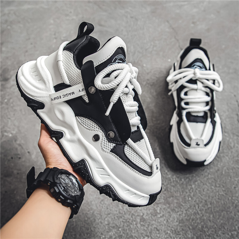Designer shoes Mesh Sports Running Popcorn Casual Men's Thick Sole Height Increasing Shoes