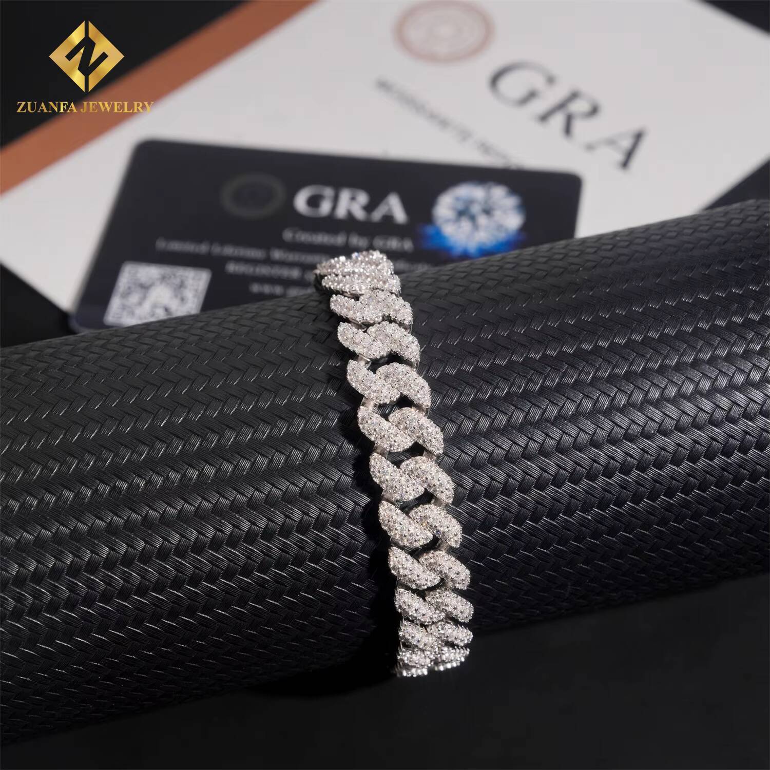 High End 10mm Moissanite Cuban Bracelet 925 Silver Fine Jewelry Iced Out Bracelet Hip Hop Moissanite Bracelet