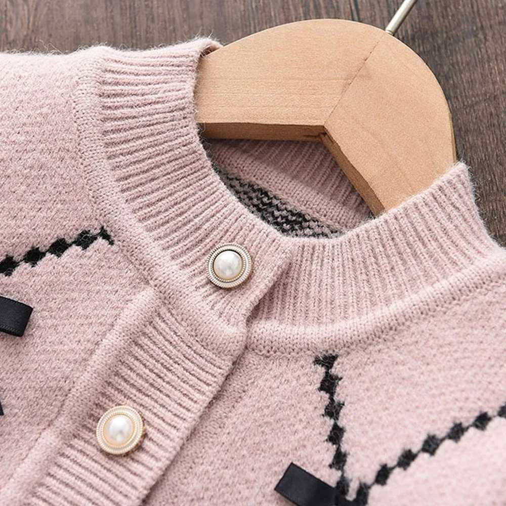 Bear Leader Winter Childrens Clothing Pearl Tie Accessories Cardigan Sweaterwide Leg Pants Twopiece Sets Kids Clothes Girls L2509265XF2